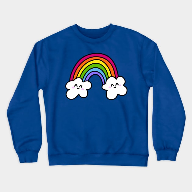 Cute Rainbow Doodle with Smiling Clouds, made by EndlessEmporium Crewneck Sweatshirt by EndlessEmporium